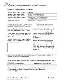 2015 Annual Report - Village of Rossport Local Services Board