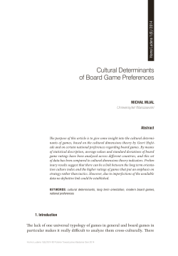 Cultural Determinants of Board Game Preferences / ulturowe