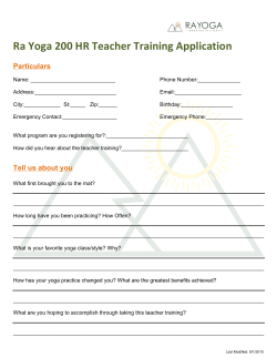 Ra Yoga 200 HR Teacher Training Application