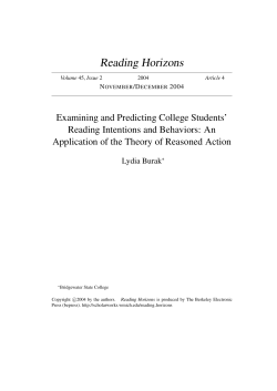 Examining and Predicting College Students` Reading Intentions and