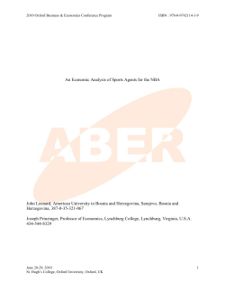 An Economic Analysis of Sports Agents for the NBA