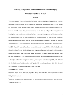 Assessing Multiple Prior Models of Behaviour under Ambiguity Anna