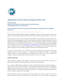 Aligning Means and Ends, Policies and Strategy in the War on ISIL