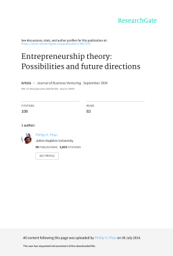 Entrepreneurship theory: Possibilities and future directions