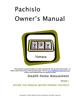 Pachislo Owner`s Manual