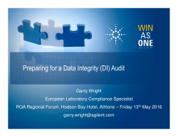 Preparing for a Data Integrity (DI) Audit