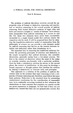 A FORMAL MODEL FOR JUDICIAL DISCRETION Noel B