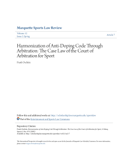 Harmonization of Anti-Doping Code Through Arbitration: The Case