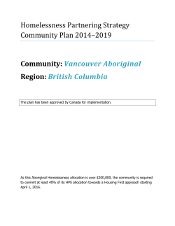 Homelessness Partnering Strategy Community Plan 2014–2019