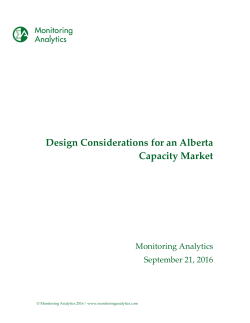 Design Considerations for an Alberta Capacity Market