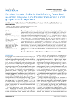 Perceived impacts of a Public Health Training Center field