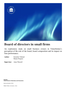 Board of directors in small firms
