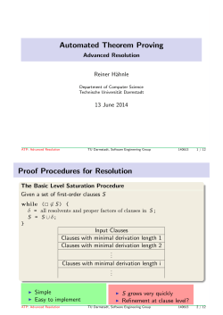 Automated Theorem Proving - Advanced Resolution