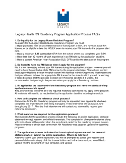 Legacy Health RN Residency Program Application Process FAQ`s