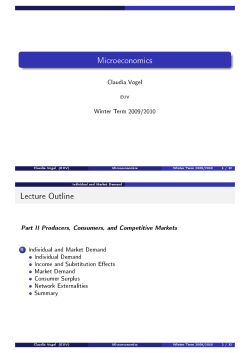 Microeconomics Lecture Outline