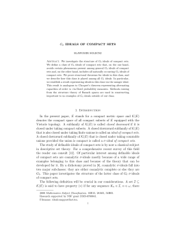 G&delta; IDEALS OF COMPACT SETS 1. Introduction In