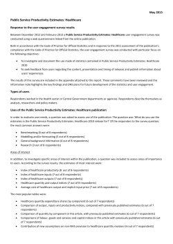 May 2013 Public Service Productivity Estimates: Healthcare