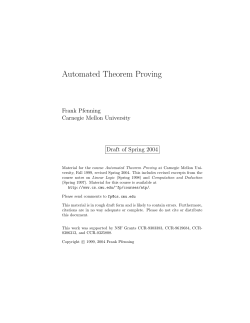 Automated Theorem Proving - Carnegie Mellon School of Computer