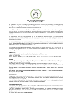 Newsletter February 2016 - High Green Gymnastics Academy