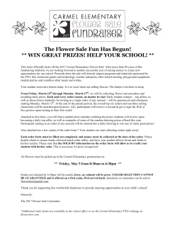 The Flower Sale Fun Has Begun! ** WIN GREAT PRIZES