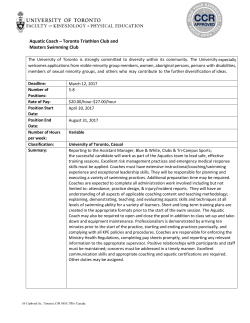 Aquatic Coach &ndash; Toronto Triathlon Club and