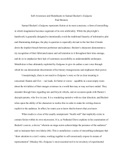 Self-Awareness and Metatheatre in Samuel Beckett`s Endgame Paul