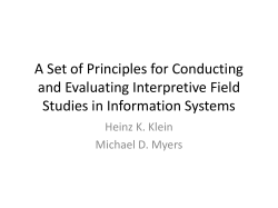 A Set of Principles ofr Conducting and Evaluating Interpretive