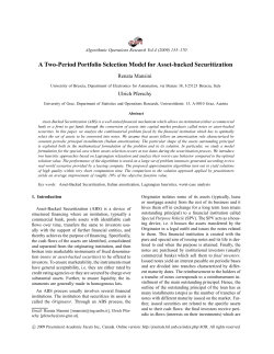 A Two-Period Portfolio Selection Model for Asset