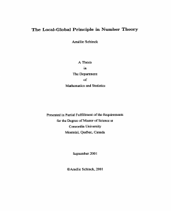 The Local-Global Principle in Number Theory