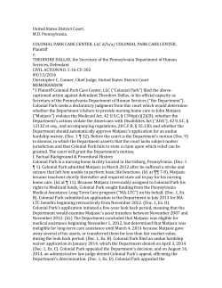 United States District Court, M.D. Pennsylvania. COLONIAL PARK