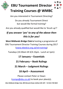 EBU Tournament Director Training Courses @ WMBC