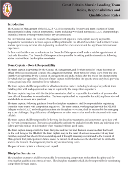 Great Britain Muzzle Loading Team Roles, Responsibilities