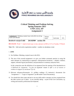 Critical Thinking and Problem Solving Spring Semester 2013 UNIV