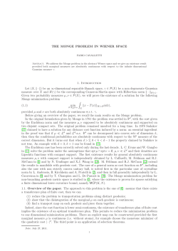 THE MONGE PROBLEM IN WIENER SPACE 1. Introduction Let (X