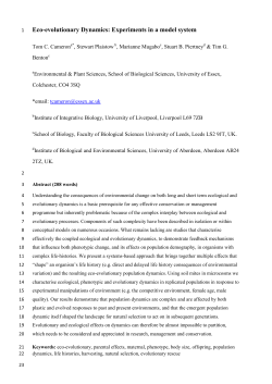 Eco-evolutionary Dynamics: Experiments in a model system