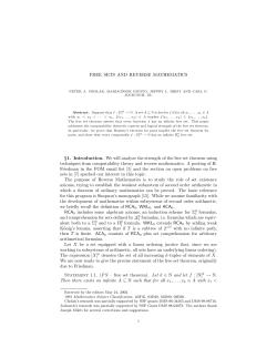FREE SETS AND REVERSE MATHEMATICS §1