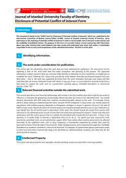 Journal of Istanbul University Faculty of Dentistry Disclosure of