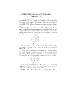 MATHEMATICS OLYMPIAD 2012 Grades10&ndash;12 1. A triangle ABC is