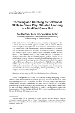 Throwing and Catching as Relational Skills in Game Play: Situated