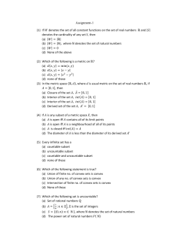 Assignment-1 (1) If denotes the set of all constant functions on the