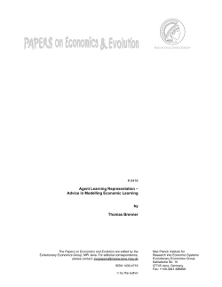 Advice in Modelling Economic Learning by Thomas Brenner