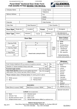 Gliderol PanelGlide Sectional Door order form