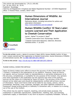 Human Dimensions of Wildlife: An International Journal Human