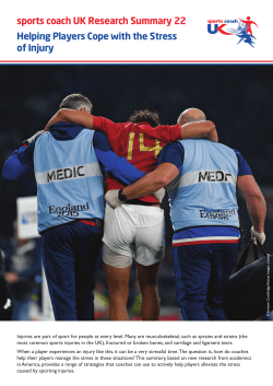 Helping players cope with the stress of injury