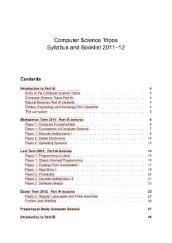 Computer Science Tripos Syllabus and Booklist