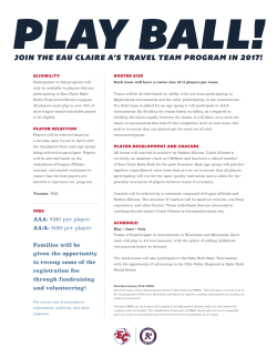 JOIN THE EAU CLAIRE A`S TRAVEL TEAM PROGRAM IN 2017!