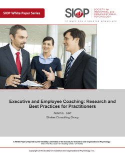 Executive and Employee Coaching: Research and Best