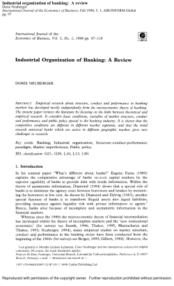 Industrial organization of banking: A review