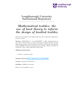 Mathematical textiles: the use of knot theory to inform the design of