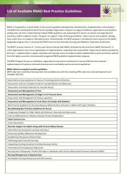 List of Available RNAO Best Practice Guidelines